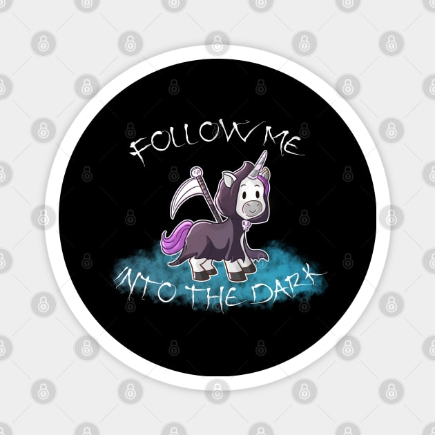 Follow Me into Dark Grim Reaper Unicorn Magnet by Wanderer Bat